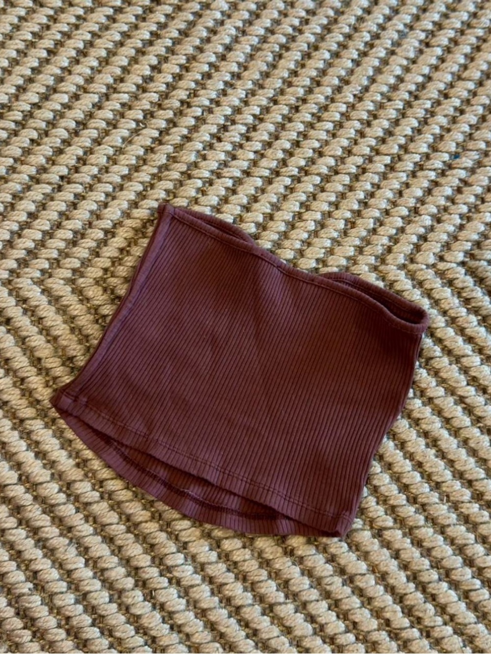 Brown Ribbed Strapless Tube Top - Picture 3 of 3